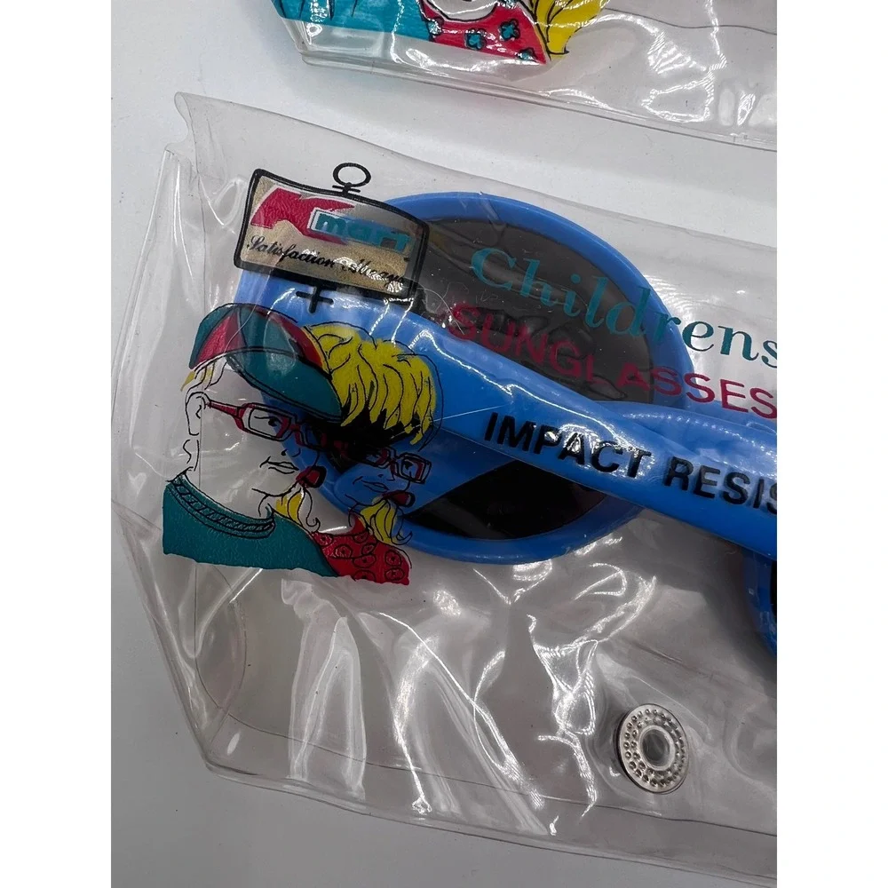 Set Of 1980s Kmart Children's Sunglasses Blue +‎ Black Plastic Unbreakable NOS